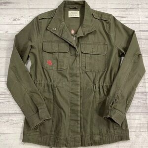Ashley By 26 International Military Jacket Women’s Medium Army Green Embroidered